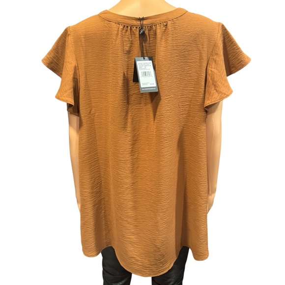 ADRIANNA PAPELL Terracotta Flutter Sleeve Blouse NWT 1X - Picture 6 of 12